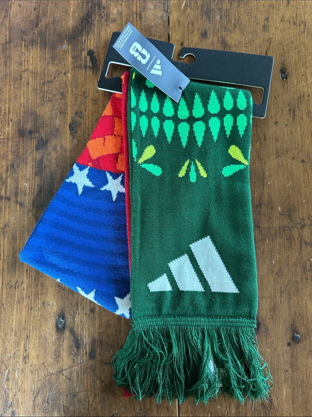 adidas FIFA Nations Green and Blue Patterned Knit Scarf